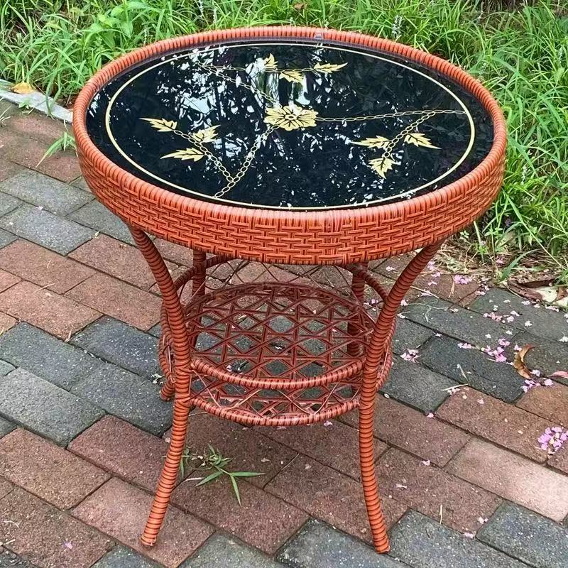 Coffee Tea Garden - PE Rattan Coffee Table 2-Tier Round