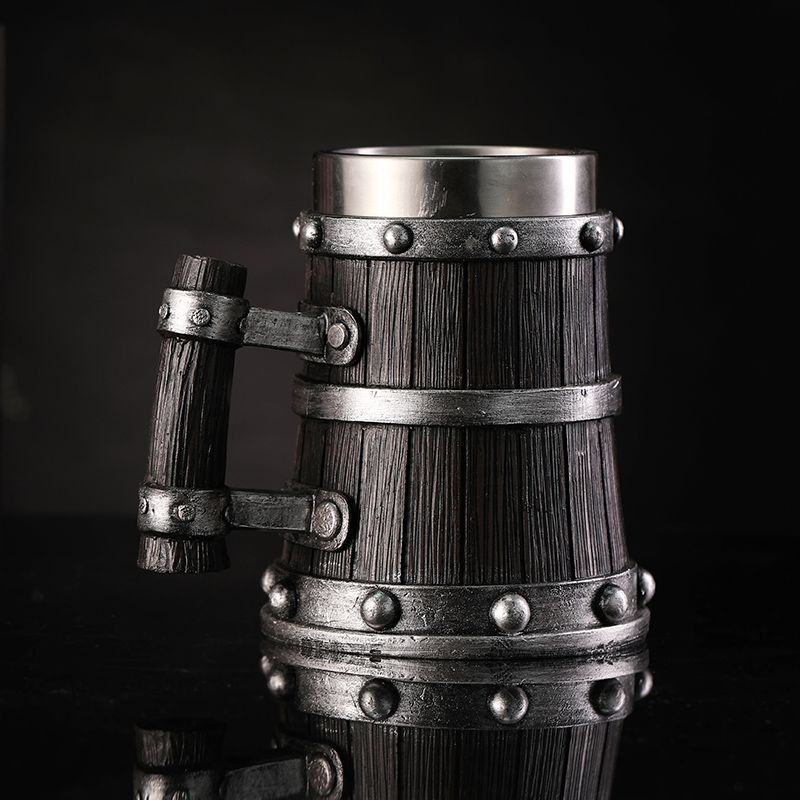 Coffee Tea Mix - Wood Grain Beer Glass Resin Stainless