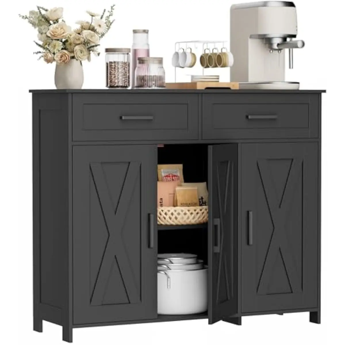 Coffee Bar Storage Cabinet wit - Coffee & Tea Maker Machine ulasan dan harga