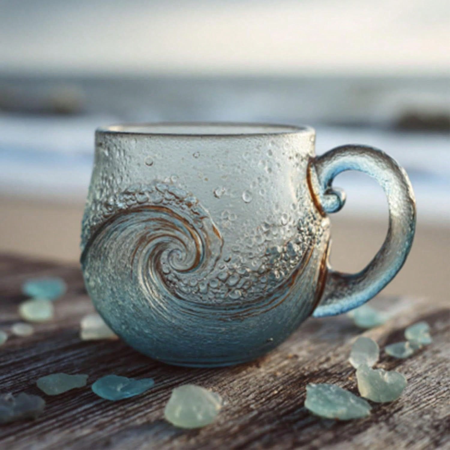 Sea Glass Wave Mug, Unique Tex - Coffee Tea Or ulasan dan harga