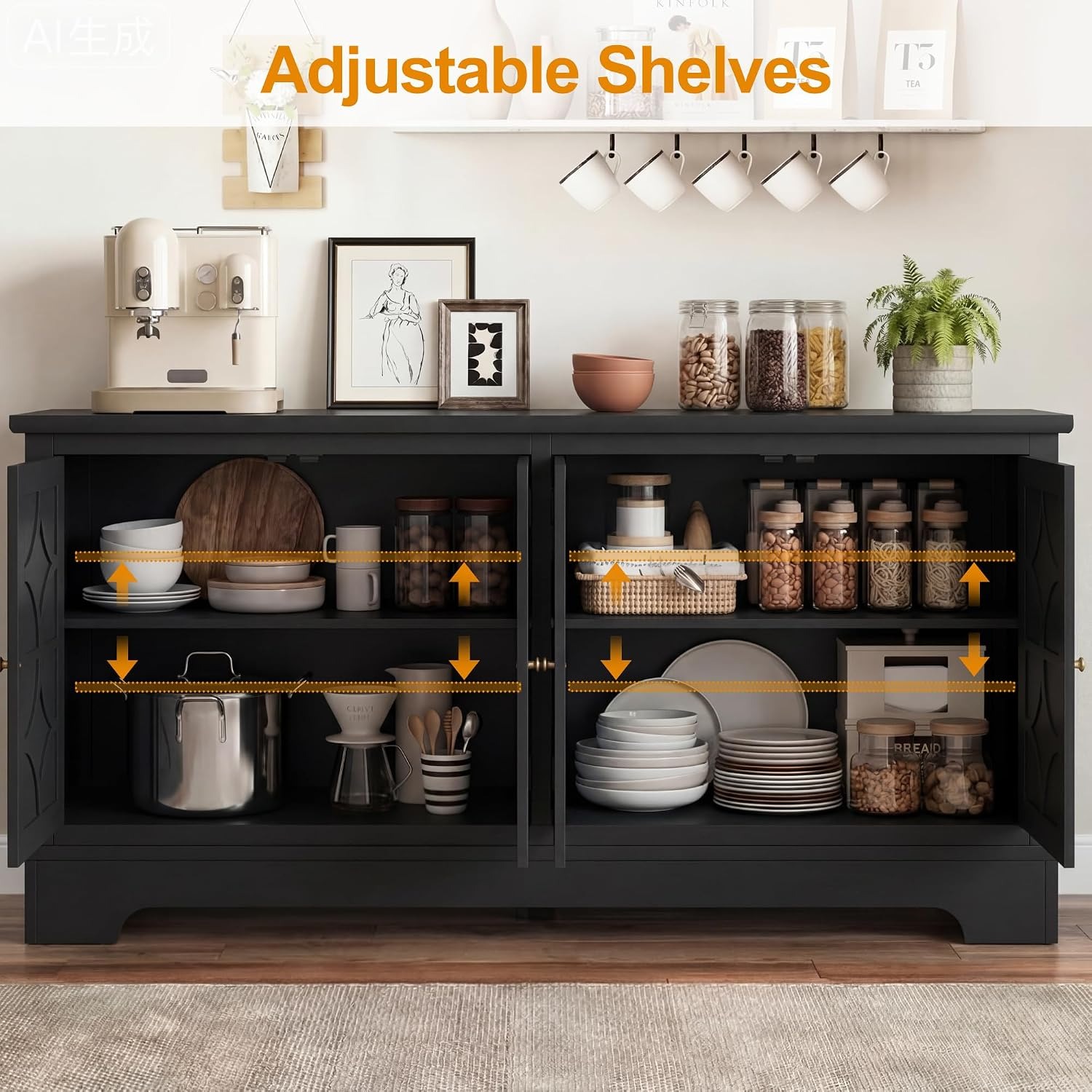 Sideboard Buffet Cabinet with  - Coffee & Tea Maker Machine ulasan dan harga