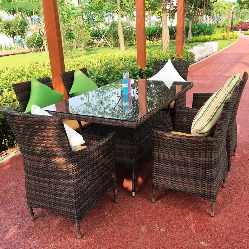 Outdoor Rattan Table and Chair - Coffee Tea Garden ulasan dan harga