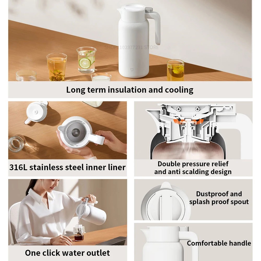 2026 MIJIA Thermos Kettle Vacu - Dispenser Coffee And Tea ulasan dan harga